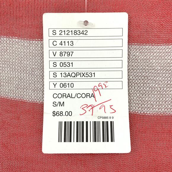 Anthropologie Moth Wrap Cardigan Sweater Womens Sz S/M Coral White Stripe NEW - Picture 6 of 7